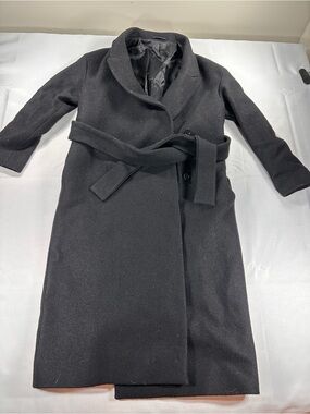 COS Black Long Belted Coat Women’s US 8 Minimalist